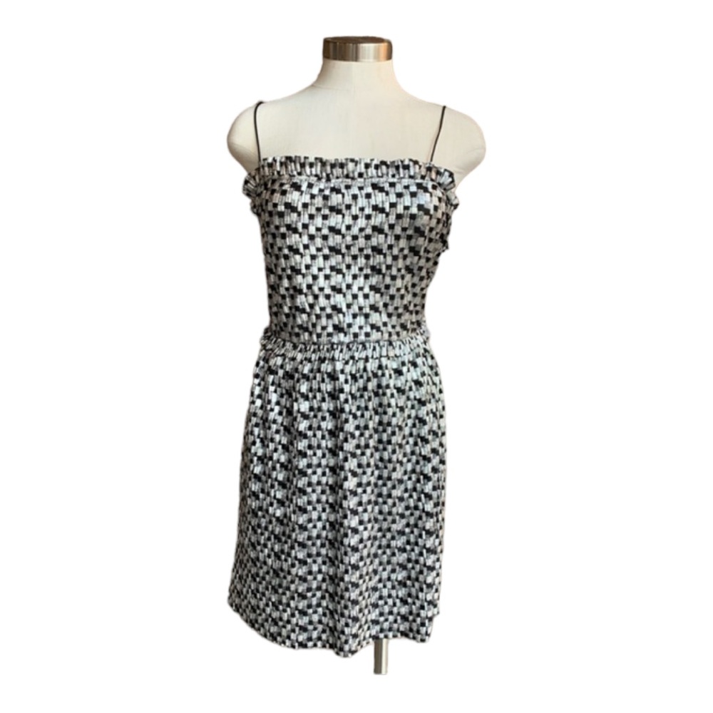 Zara Metallic Silver & Black Night Out Dress Small